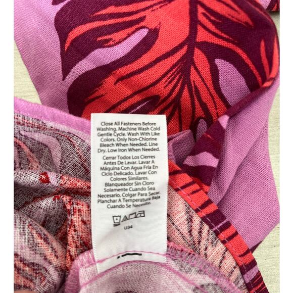 SOFIA JEANS | Women's Floral Tropical Mauve Linen Blend Tie Front Top NWT Size L - Picture 8 of 8